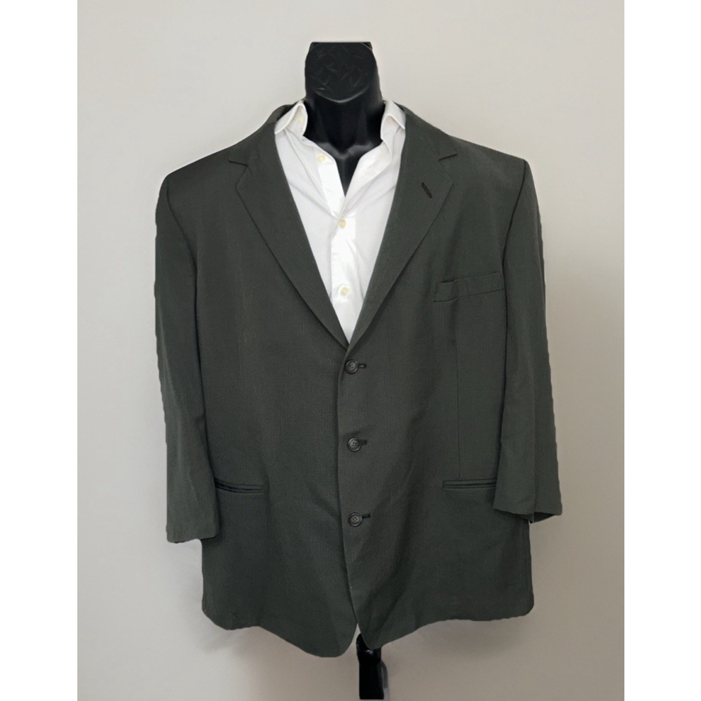 Nino Cerruti 52L Olive With Subtle Stripes Three Button See Measurements
